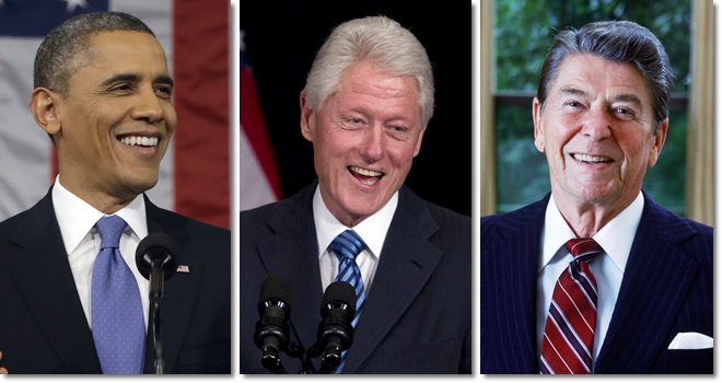 melhores presidentes da história dos EUA obama Bill Clinton Reagan
