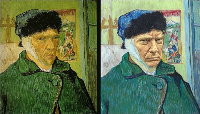 esquerda grotesca compara Trump Van Gogh